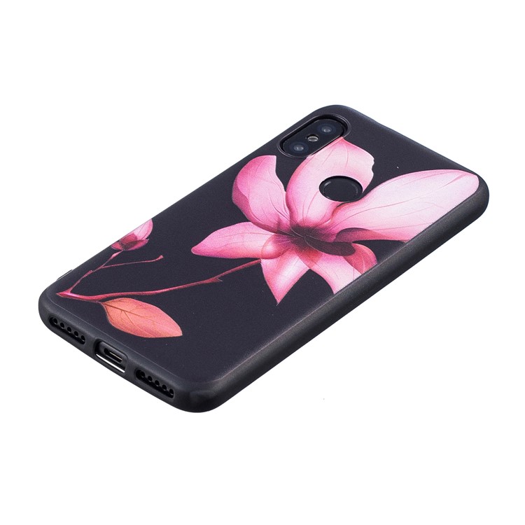 Pattern Printing Embossment Soft TPU Mobile Phone Case for Xiaomi Mi A2 Lite / Redmi 6 Pro - Pink Flower-3