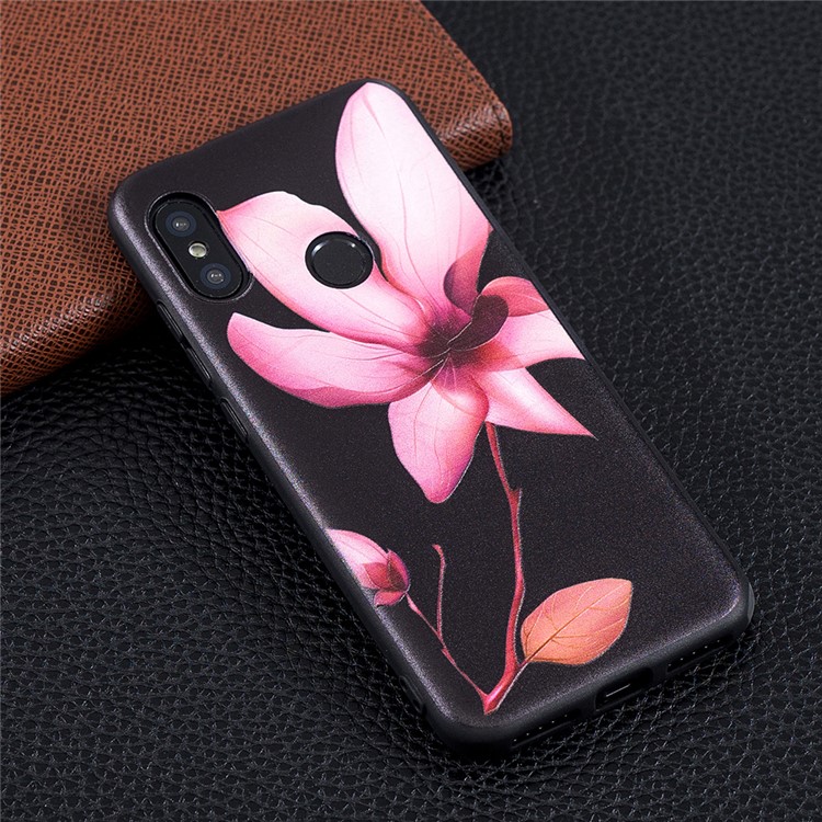 Pattern Printing Embossment Soft TPU Mobile Phone Case for Xiaomi Mi A2 Lite / Redmi 6 Pro - Pink Flower-6