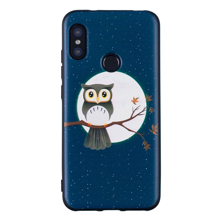 Pattern Printing Embossment Soft TPU Mobile Phone Shell for Xiaomi Mi A2 Lite / Redmi 6 Pro - Owl on Branch-2