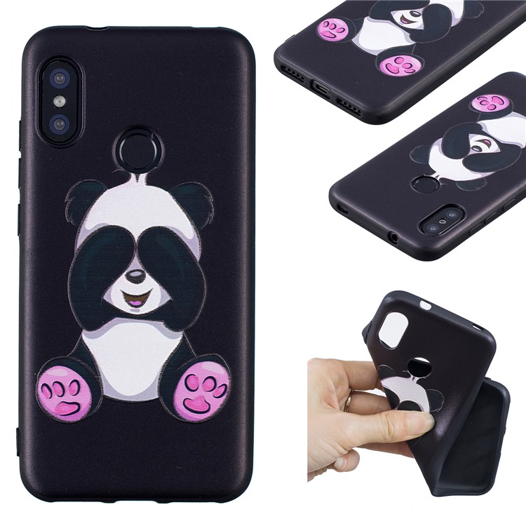 Pattern Printing Embossment Soft TPU Cell Phone Shell for Xiaomi Mi A2 Lite / Redmi 6 Pro - Cute Panda-1