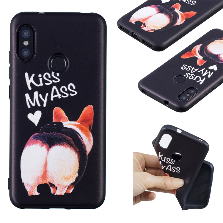 Pattern Printing Embossment Soft TPU Back Case for Xiaomi Mi A2 Lite / Redmi 6 Pro - Kiss My Ass-1