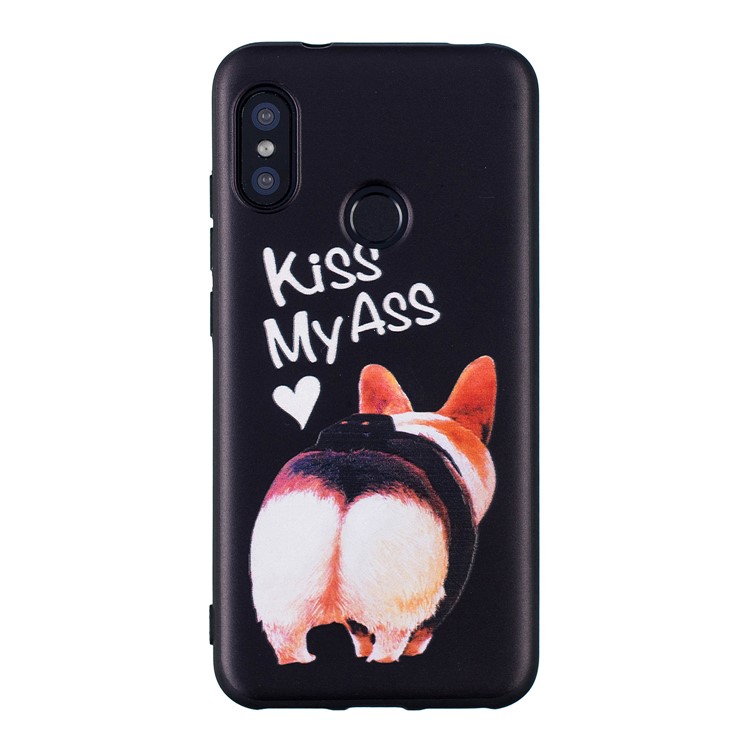 Pattern Printing Embossment Soft TPU Back Case for Xiaomi Mi A2 Lite / Redmi 6 Pro - Kiss My Ass-2