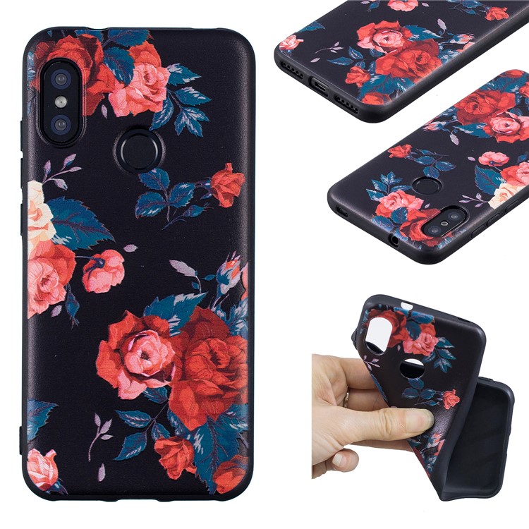 Pattern Printing Embossment Soft TPU Back Cover for Xiaomi Mi A2 Lite / Redmi 6 Pro - Vivid Flowers-1