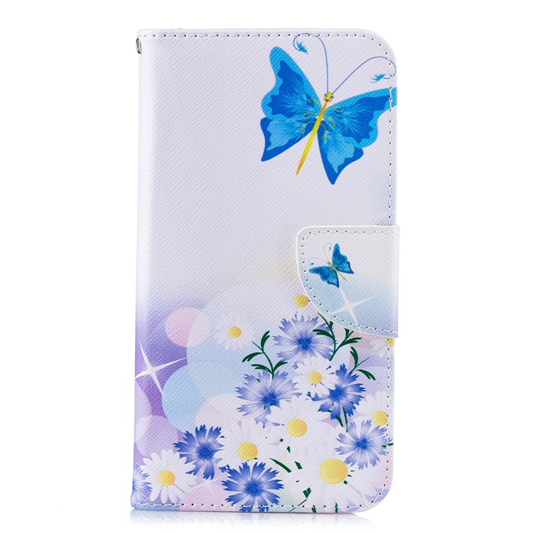 Pattern Printing Wallet Stand Leather Phone Case for Xiaomi Redmi 6 - Blue Butterfly-2