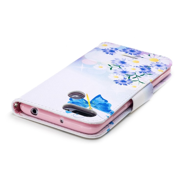 Pattern Printing Wallet Stand Leather Phone Case for Xiaomi Redmi 6 - Blue Butterfly-8