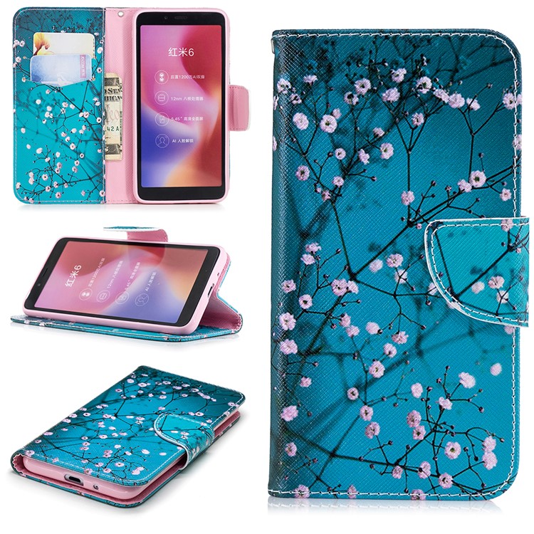 Pattern Printing Wallet Stand Leather Phone Cover for Xiaomi Redmi 6 - Wintersweet-1
