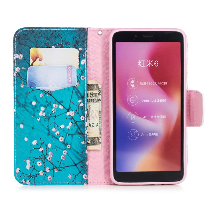 Pattern Printing Wallet Stand Leather Phone Cover for Xiaomi Redmi 6 - Wintersweet-4
