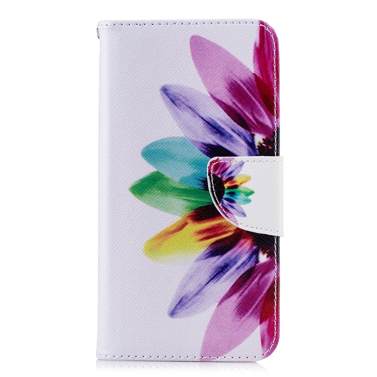 Pattern Printing Wallet Stand Leather Phone Shell for Xiaomi Redmi 6 - Half Flower-2