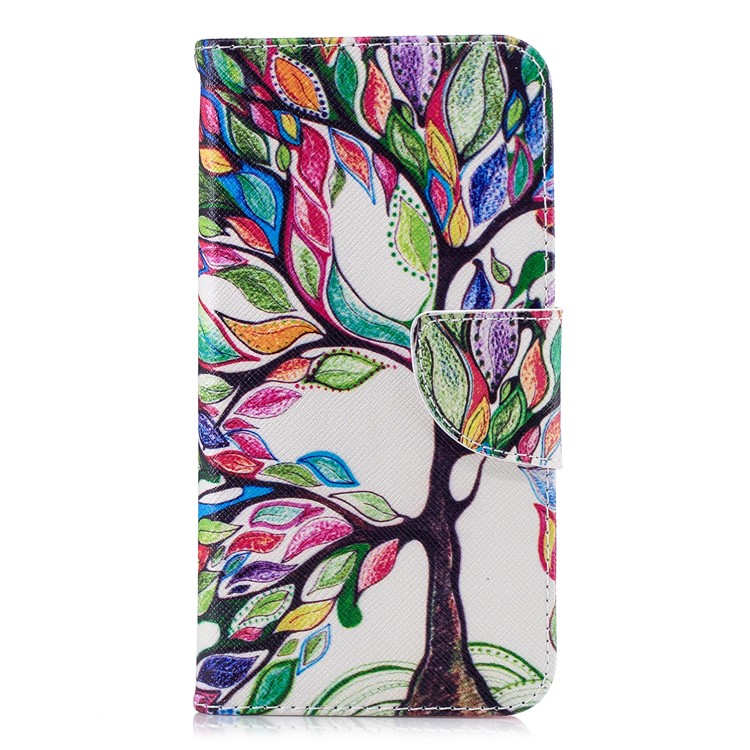 Pattern Printing Wallet Stand Leather Phone Casing for Xiaomi Redmi 6 - Colorized Tree-2