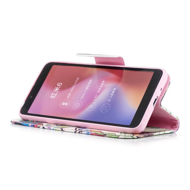 Pattern Printing Wallet Stand Leather Phone Casing for Xiaomi Redmi 6 - Colorized Tree-6