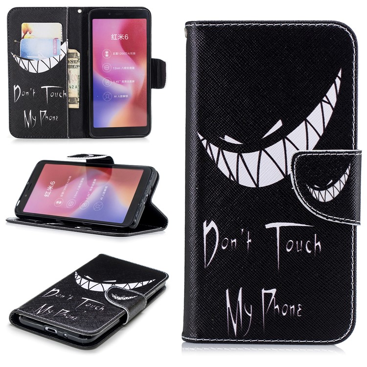 Pattern Printing Wallet Stand Leather Cell Phone Case for Xiaomi Redmi 6 - Angry Face-1