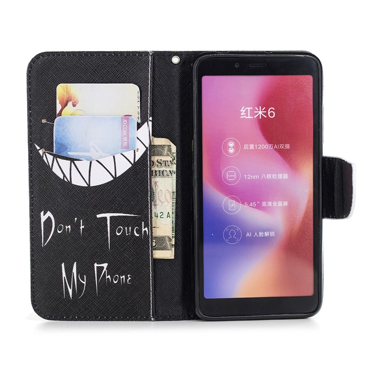 Pattern Printing Wallet Stand Leather Cell Phone Case for Xiaomi Redmi 6 - Angry Face-4