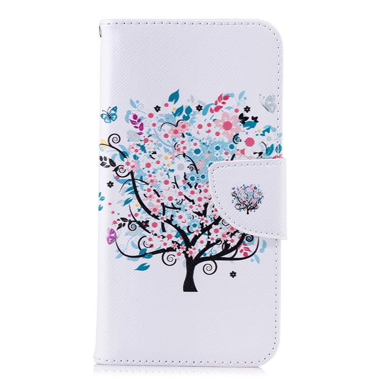 Pattern Printing Wallet Stand Leather Mobile Phone Cover for Xiaomi Redmi 6 - Tree with Flower-2