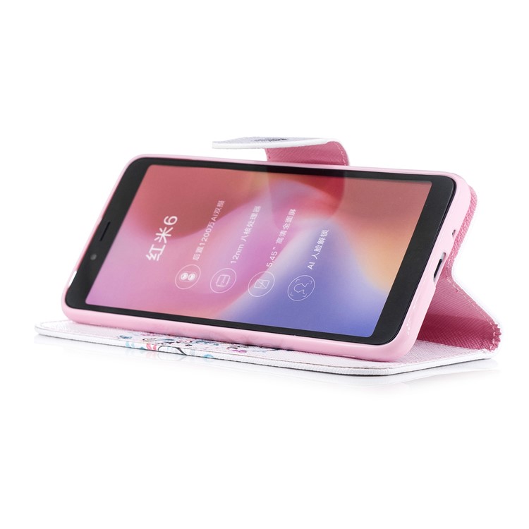 Pattern Printing Wallet Stand Leather Mobile Phone Cover for Xiaomi Redmi 6 - Tree with Flower-6