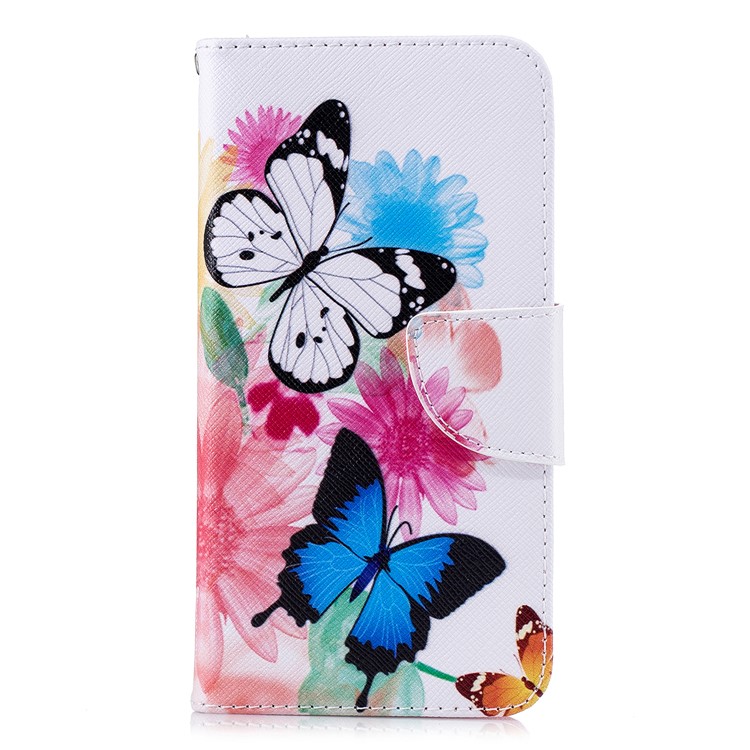 Pattern Printing Wallet Stand Leather Cell Phone Cover for Xiaomi Redmi 6 - Butterfly and Flower-2