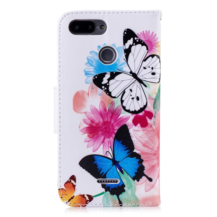Pattern Printing Wallet Stand Leather Cell Phone Cover for Xiaomi Redmi 6 - Butterfly and Flower-3
