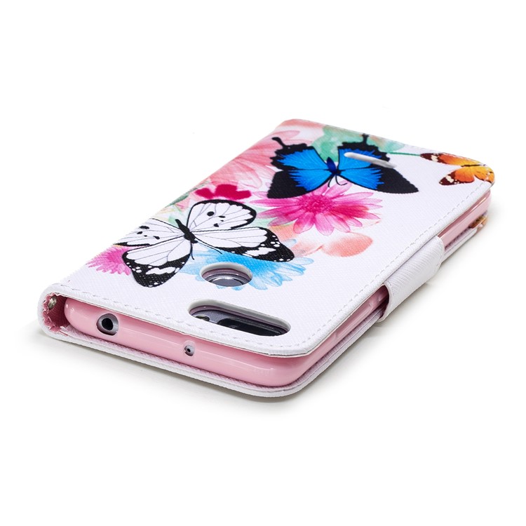Pattern Printing Wallet Stand Leather Cell Phone Cover for Xiaomi Redmi 6 - Butterfly and Flower-8