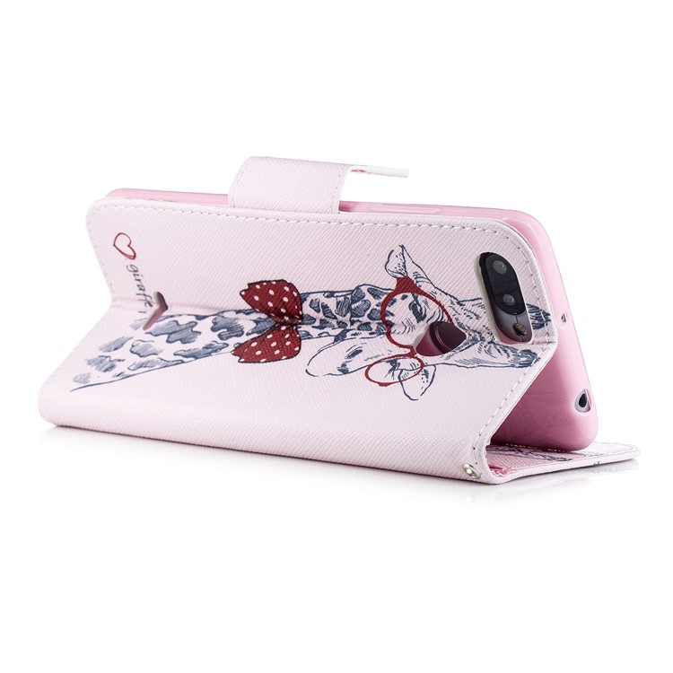 Pattern Printing Wallet Stand Leather Back Case for Xiaomi Redmi 6 - Giraffe Wearing Glasses-5