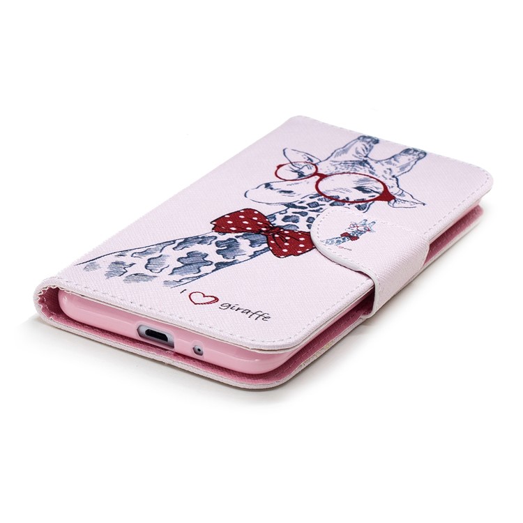 Pattern Printing Wallet Stand Leather Back Case for Xiaomi Redmi 6 - Giraffe Wearing Glasses-7