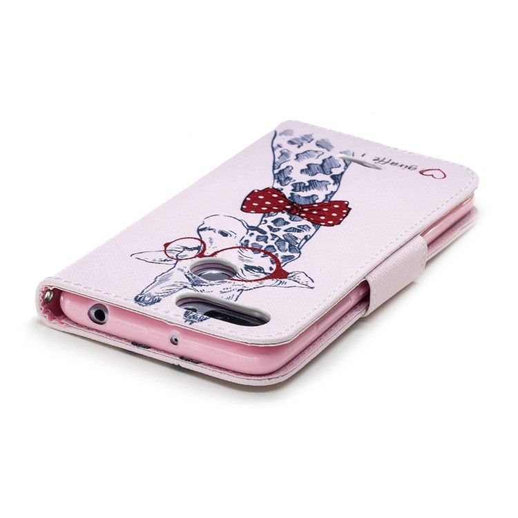 Pattern Printing Wallet Stand Leather Back Case for Xiaomi Redmi 6 - Giraffe Wearing Glasses-8