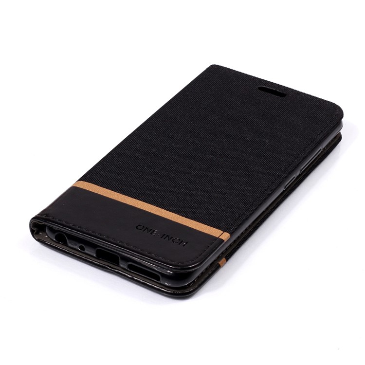 Cloth Texture Splicing PU Leather Card Holder Stand Phone Case for Xiaomi Mi A2 / Mi 6X - Black-4