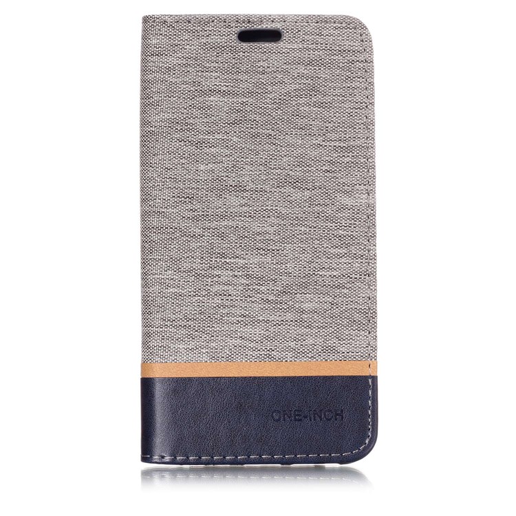 Cloth Texture Splicing PU Leather Card Holder Stand Phone Cover for Xiaomi Mi A2 / Mi 6X - Grey-1