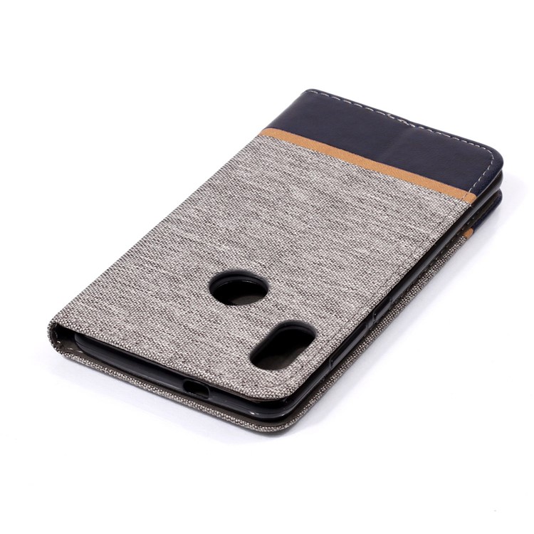 Cloth Texture Splicing PU Leather Card Holder Stand Phone Cover for Xiaomi Mi A2 / Mi 6X - Grey-4