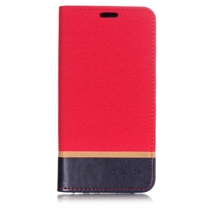 Cloth Texture Splicing PU Leather Card Holder Stand Phone Shell for Xiaomi Mi A2 / Mi 6X - Red-1