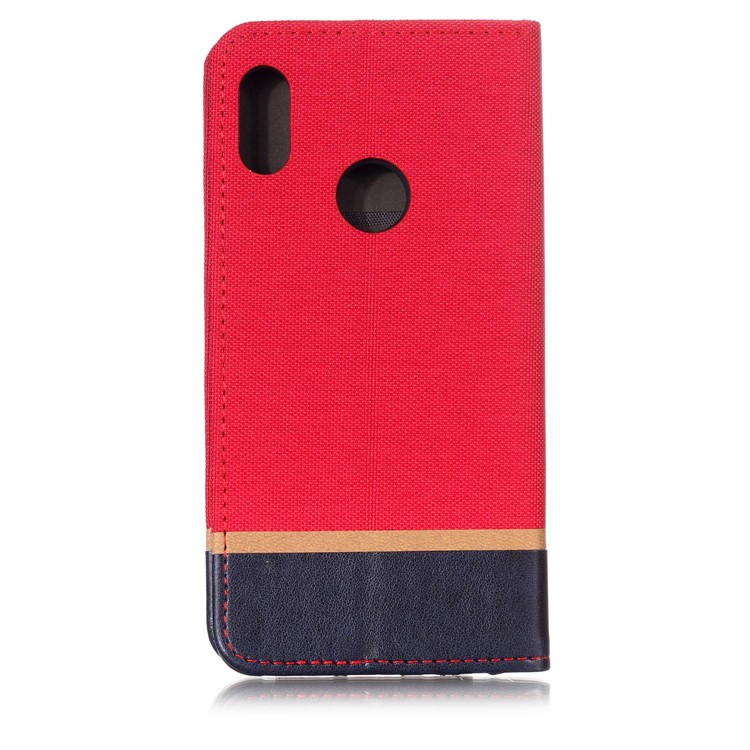 Cloth Texture Splicing PU Leather Card Holder Stand Phone Shell for Xiaomi Mi A2 / Mi 6X - Red-2