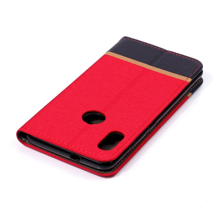 Cloth Texture Splicing PU Leather Card Holder Stand Phone Shell for Xiaomi Mi A2 / Mi 6X - Red-4