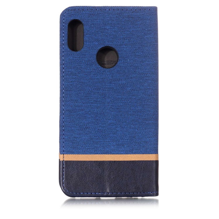 Cloth Texture Splicing PU Leather Card Holder Cell Phone Case for Xiaomi Mi A2 / Mi 6X - Blue-1