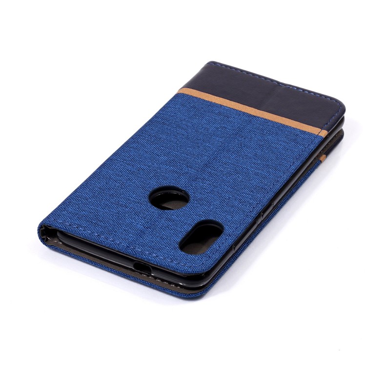 Cloth Texture Splicing PU Leather Card Holder Cell Phone Case for Xiaomi Mi A2 / Mi 6X - Blue-4