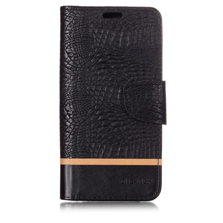Croco Texture Splicing PU Leather Wallet Case for Xiaomi Mi A2 / Mi 6X - Black-1