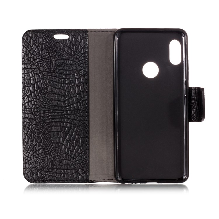 Croco Texture Splicing PU Leather Wallet Case for Xiaomi Mi A2 / Mi 6X - Black-3