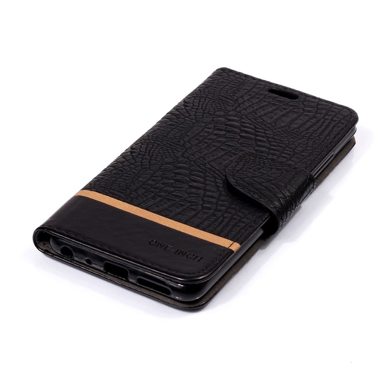 Croco Texture Splicing PU Leather Wallet Case for Xiaomi Mi A2 / Mi 6X - Black-4