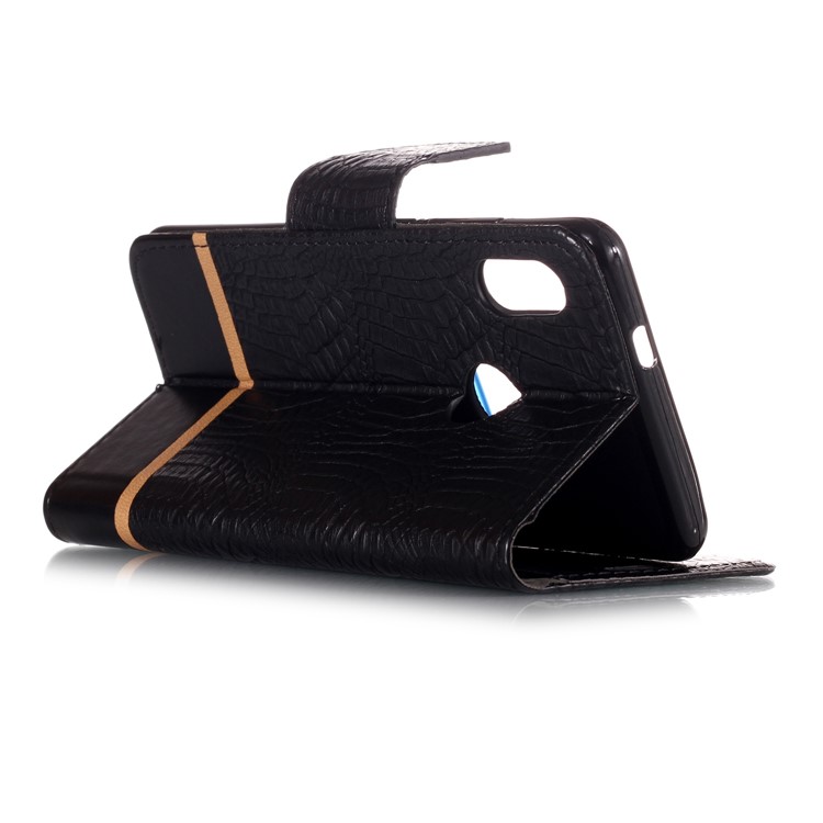 Croco Texture Splicing PU Leather Wallet Case for Xiaomi Mi A2 / Mi 6X - Black-6