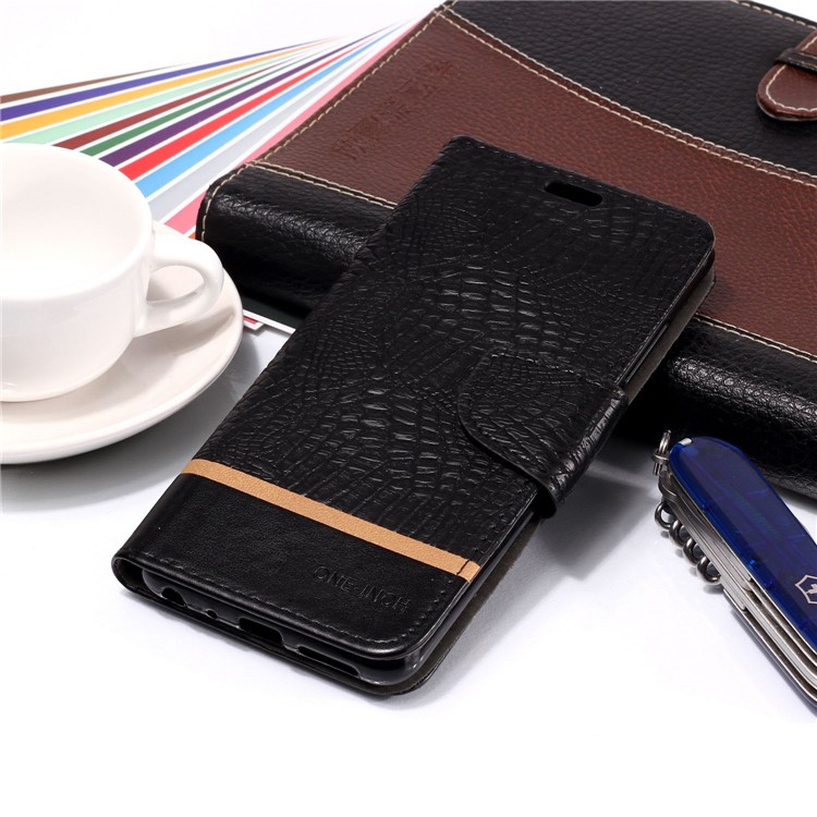 Croco Texture Splicing PU Leather Wallet Case for Xiaomi Mi A2 / Mi 6X - Black-7