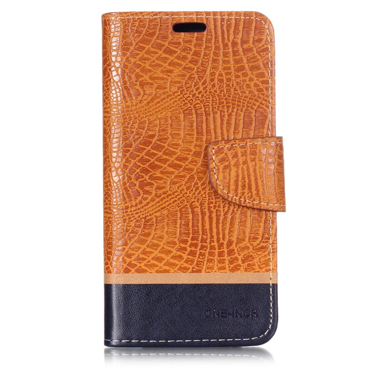 Croco Texture Splicing PU Leather Wallet Cover Case for Xiaomi Mi A2 / Mi 6X - Brown-1