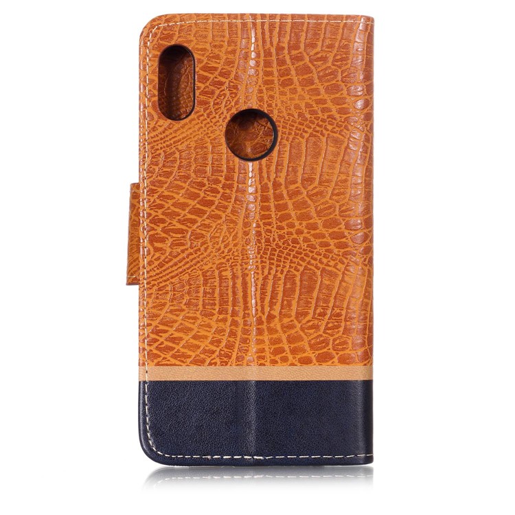 Croco Texture Splicing PU Leather Wallet Cover Case for Xiaomi Mi A2 / Mi 6X - Brown-2