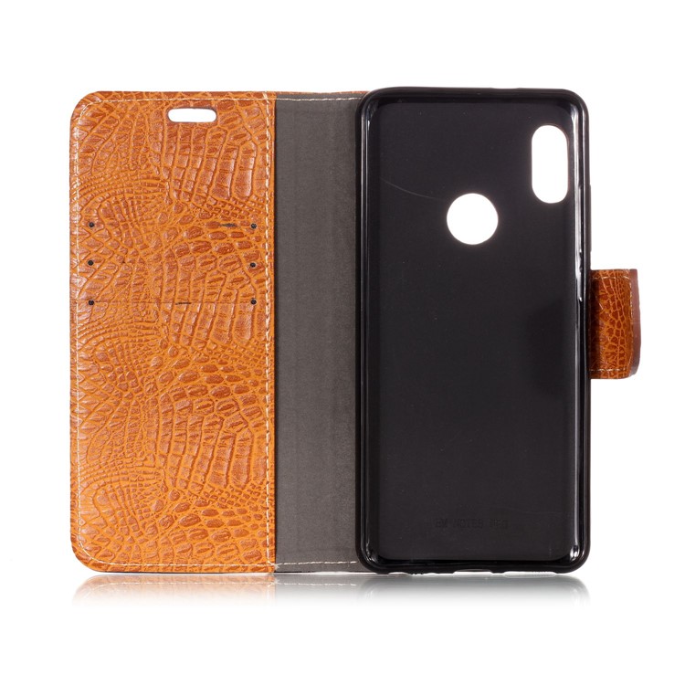 Croco Texture Splicing PU Leather Wallet Cover Case for Xiaomi Mi A2 / Mi 6X - Brown-3