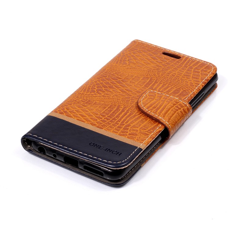 Croco Texture Splicing PU Leather Wallet Cover Case for Xiaomi Mi A2 / Mi 6X - Brown-4
