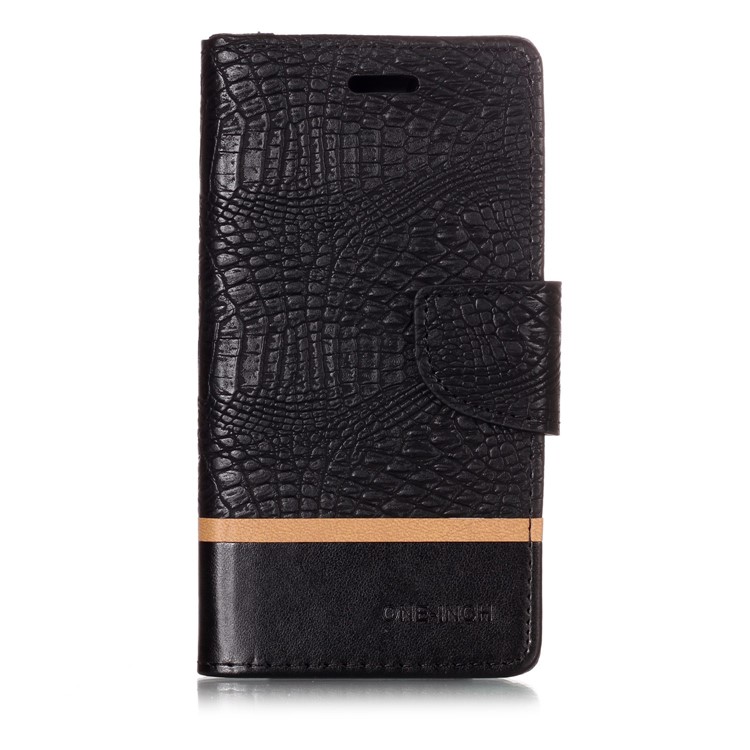 Crocodile Texture Splicing PU Leather Wallet Stand Case for Xiaomi Redmi 6A - Black-1