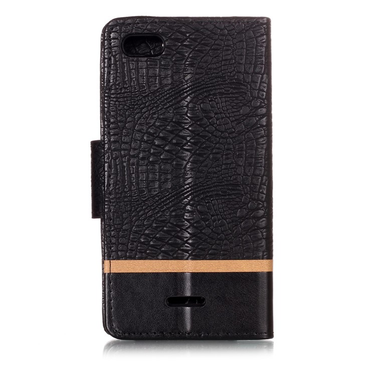 Crocodile Texture Splicing PU Leather Wallet Stand Case for Xiaomi Redmi 6A - Black-2