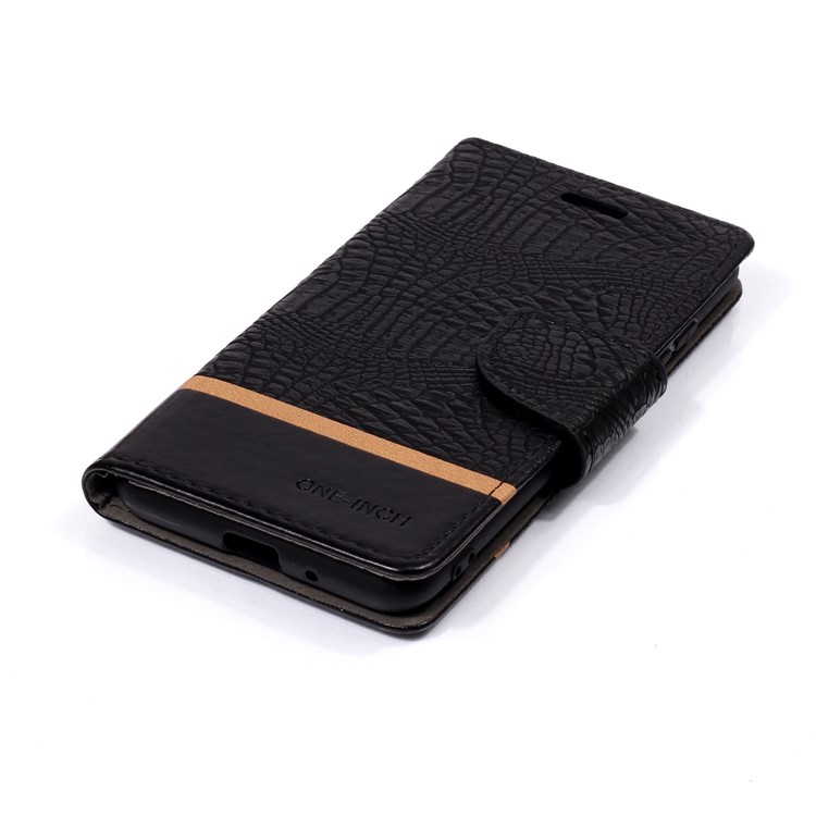 Crocodile Texture Splicing PU Leather Wallet Stand Case for Xiaomi Redmi 6A - Black-4