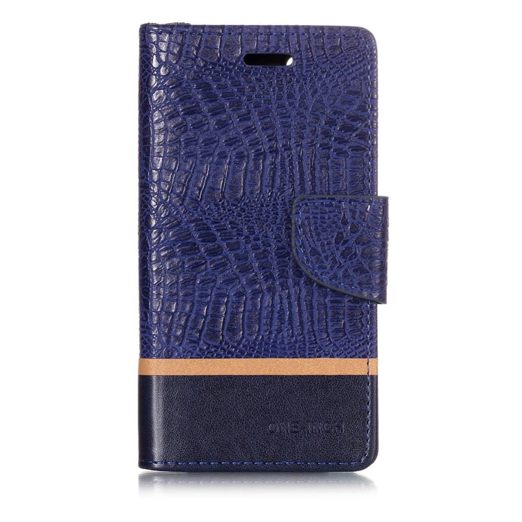 Crocodile Texture Splicing PU Leather Wallet Flip Casing for Xiaomi Redmi 6A - Blue-1