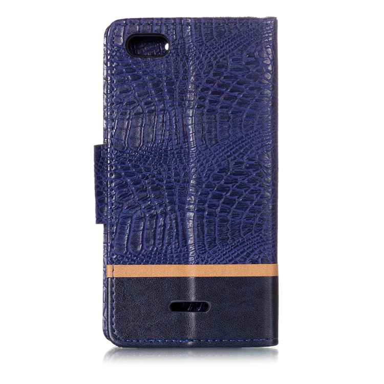 Crocodile Texture Splicing PU Leather Wallet Flip Casing for Xiaomi Redmi 6A - Blue-2