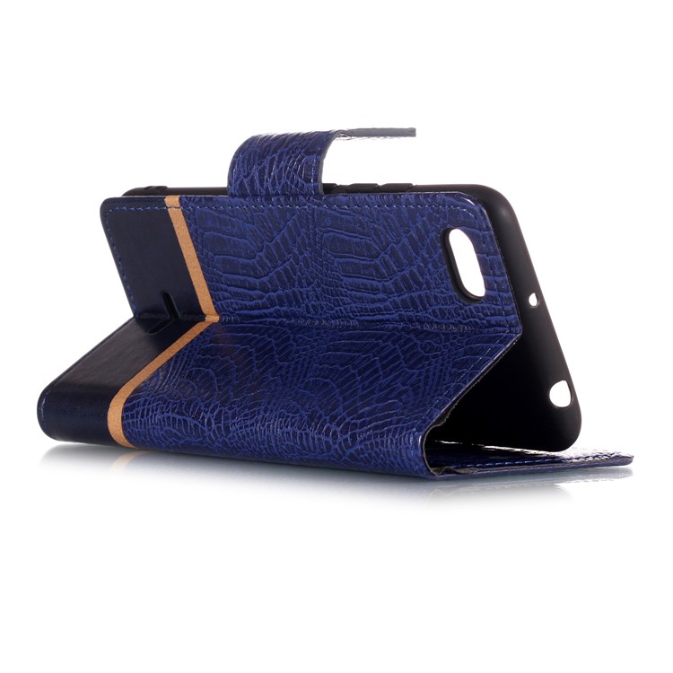 Crocodile Texture Splicing PU Leather Wallet Flip Casing for Xiaomi Redmi 6A - Blue-6