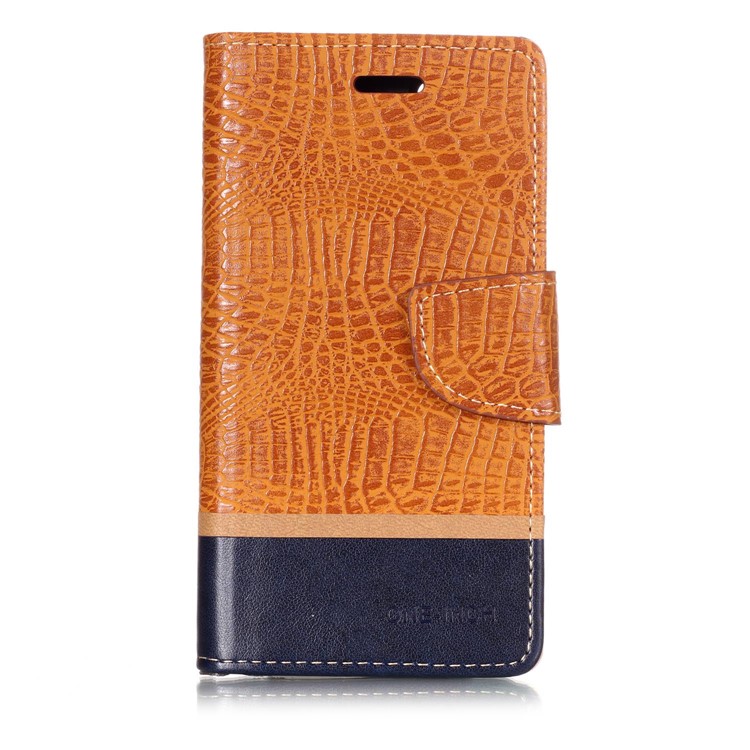 Crocodile Texture Splicing PU Leather Wallet Cover Case for Xiaomi Redmi 6A - Brown-1