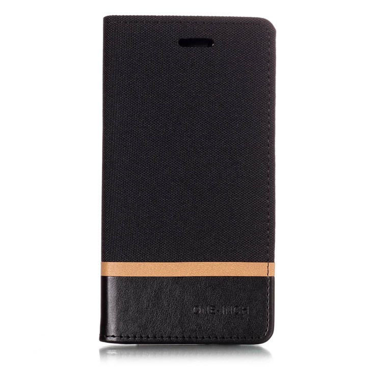 Cloth Texture Splicing PU Leather Card Holder Stand Phone Case for Xiaomi Redmi 6A (Single 12MP Rear Camera) - Black-1