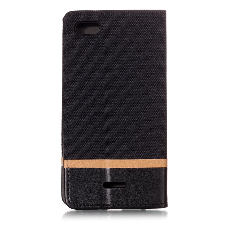 Cloth Texture Splicing PU Leather Card Holder Stand Phone Case for Xiaomi Redmi 6A (Single 12MP Rear Camera) - Black-2